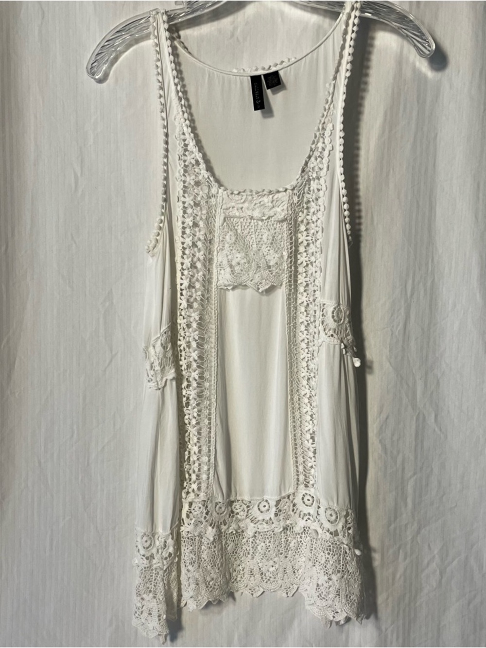 Full Tilt White Crochet Trim Tank Top/tunic